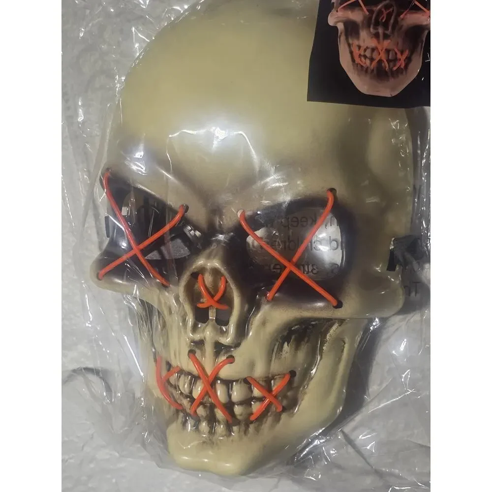 Happy Halloween orange light up Cosplay Horror mask costume Accessory